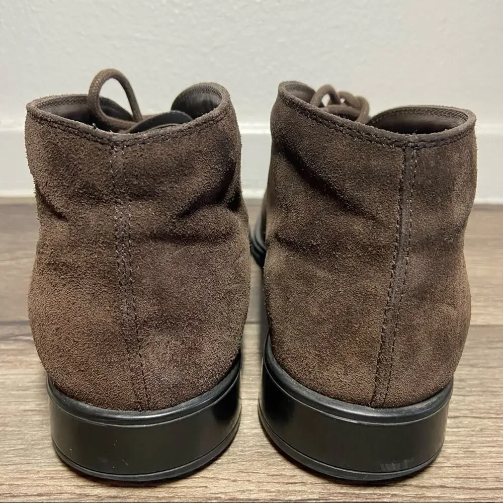 Tod’s Polacco Desert Chukka Boots Italian Calf Suede Ankle Lace Up Brown 7